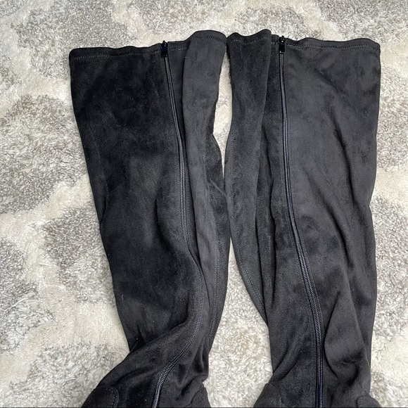 NWOT Torrid BLACK FAUX SUEDE STRETCH CORSET OVER-THE-KNEE BOOT Extra Wide Fit 11 - Picture 5 of 15